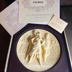 1978 Vtg Handcarved Alabaster La Scala Grand Opera "Carmen" Plate NIB
